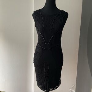 ZARA | Black Beaded Low Scoop Back Dress Sz M